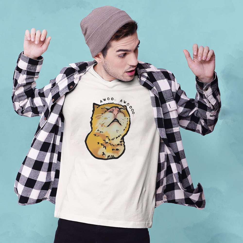 Awooo Cat Pretend Wolf Meme T-shirt Awooo Cat Pretend Wolf Meme T-shirt