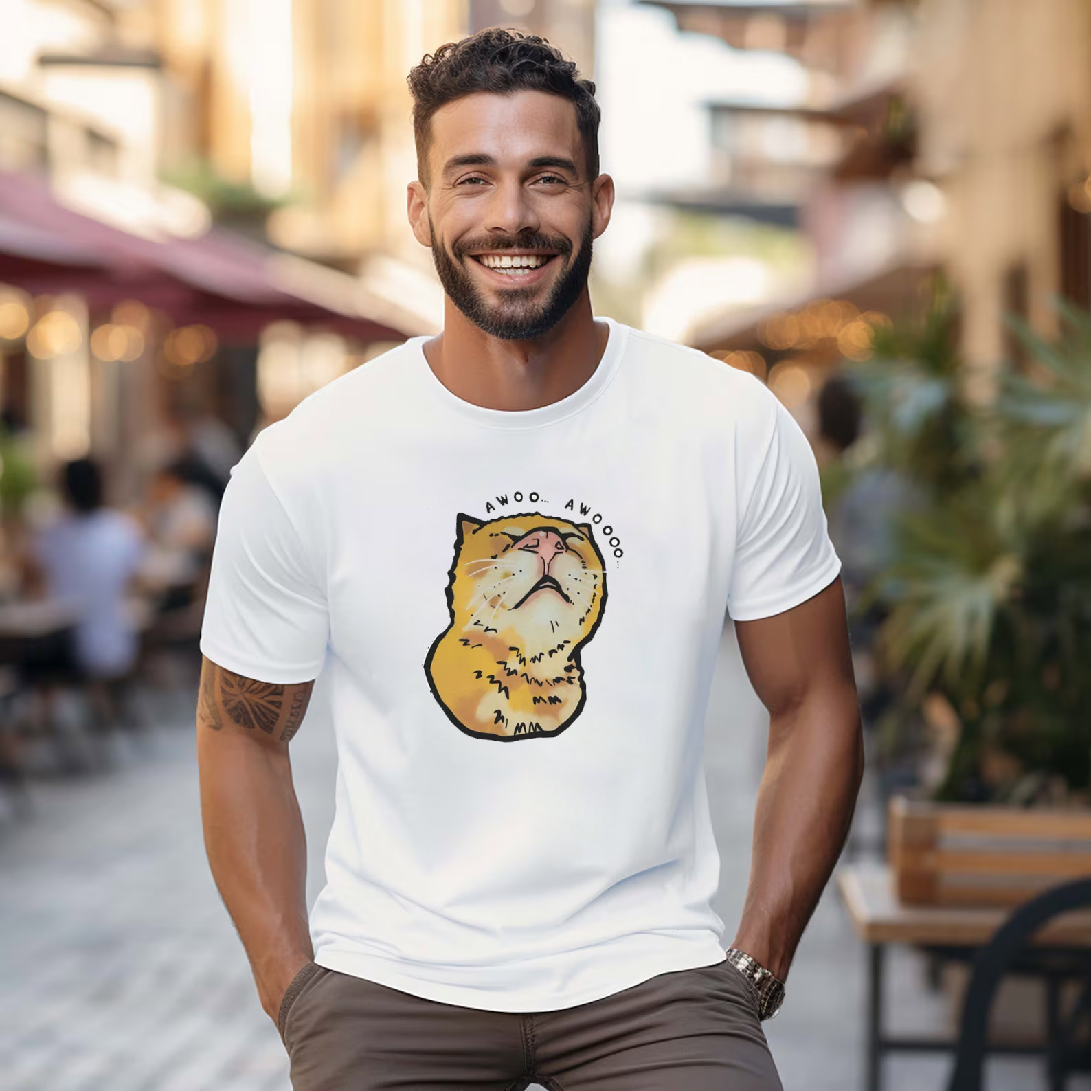 Awooo Cat Pretend Wolf Meme T-shirt Awooo Cat Pretend Wolf Meme T-shirt