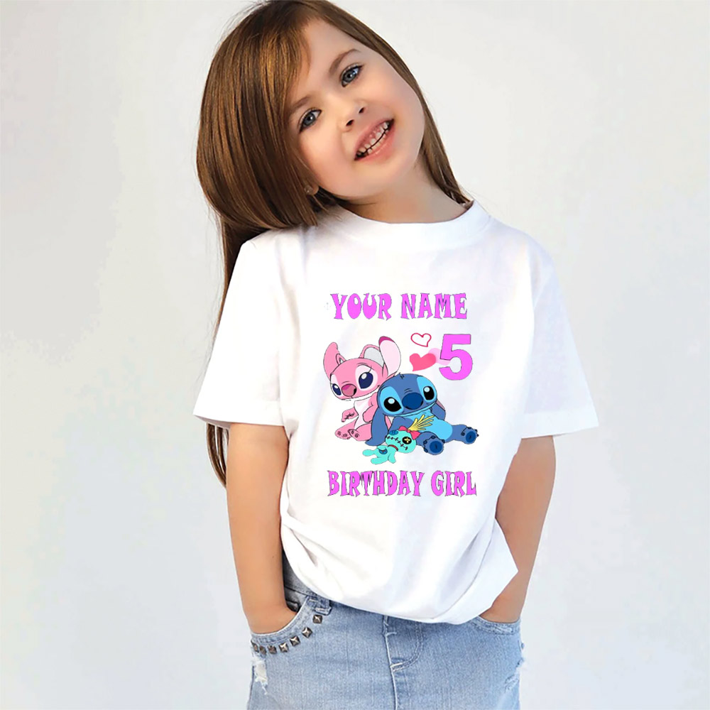 Custom Stitch And Angel Girl Birthday T-shirt Custom Stitch And Angel Girl Birthday T-shirt