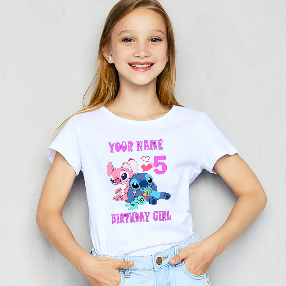 Custom Stitch And Angel Girl Birthday T-shirt Custom Stitch And Angel Girl Birthday T-shirt