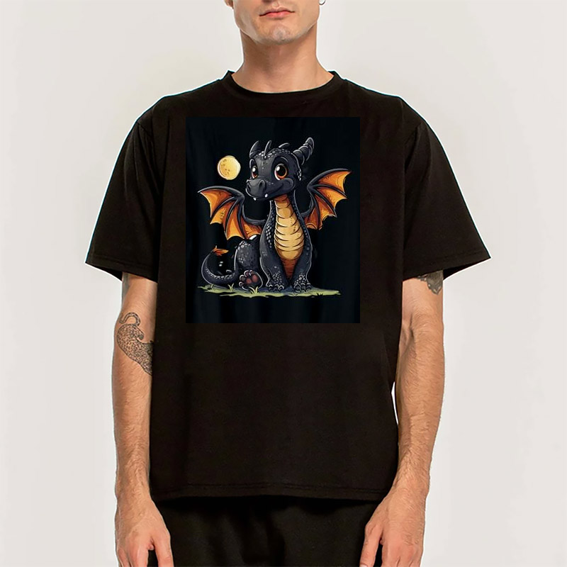 Cute Dragon And Moon Medieval Fantasy Shirt Cute Dragon And Moon Medieval Fantasy Shirt