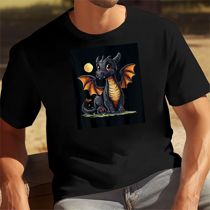Cute Dragon And Moon Medieval Fantasy Shirt Cute Dragon And Moon Medieval Fantasy Shirt