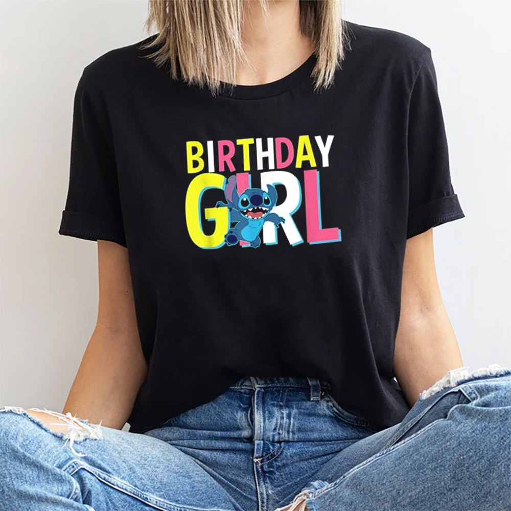Disney Lilo And Stitch Birthday Girl Cute Stitch T-shirt Disney Lilo And Stitch Birthday Girl Cute Stitch T-shirt
