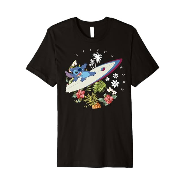 Disney Lilo And Stitch Surfing Stitch 2002 Cartoon T-shirt Disney Lilo And Stitch Surfing Stitch 2002 Cartoon T-shirt