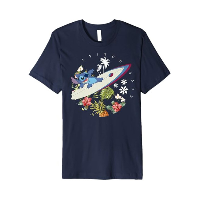 Disney Lilo And Stitch Surfing Stitch 2002 Cartoon T-shirt Disney Lilo And Stitch Surfing Stitch 2002 Cartoon T-shirt