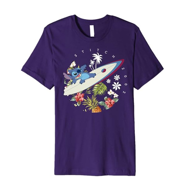 Disney Lilo And Stitch Surfing Stitch 2002 Cartoon T-shirt Disney Lilo And Stitch Surfing Stitch 2002 Cartoon T-shirt
