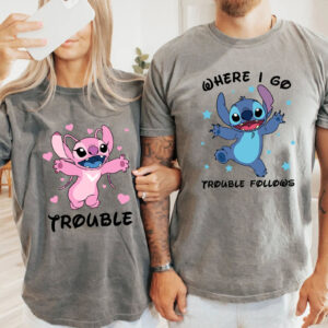 Disney Stitch And Angel Couple Matching Comfort Colors T shirt