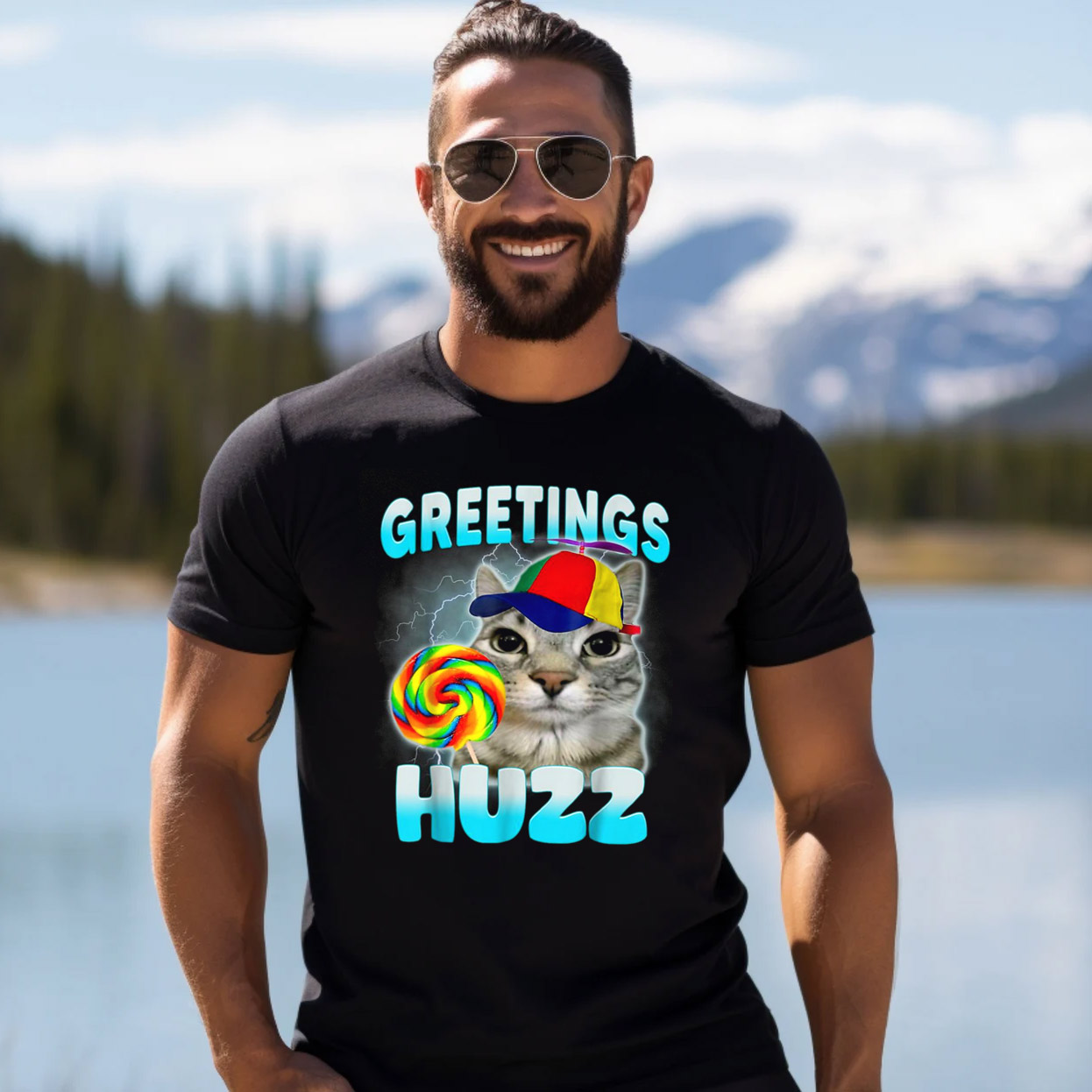 Greeting Huzz Weird Candy Cat Meme T-shirt Greeting Huzz Weird Candy Cat Meme T-shirt
