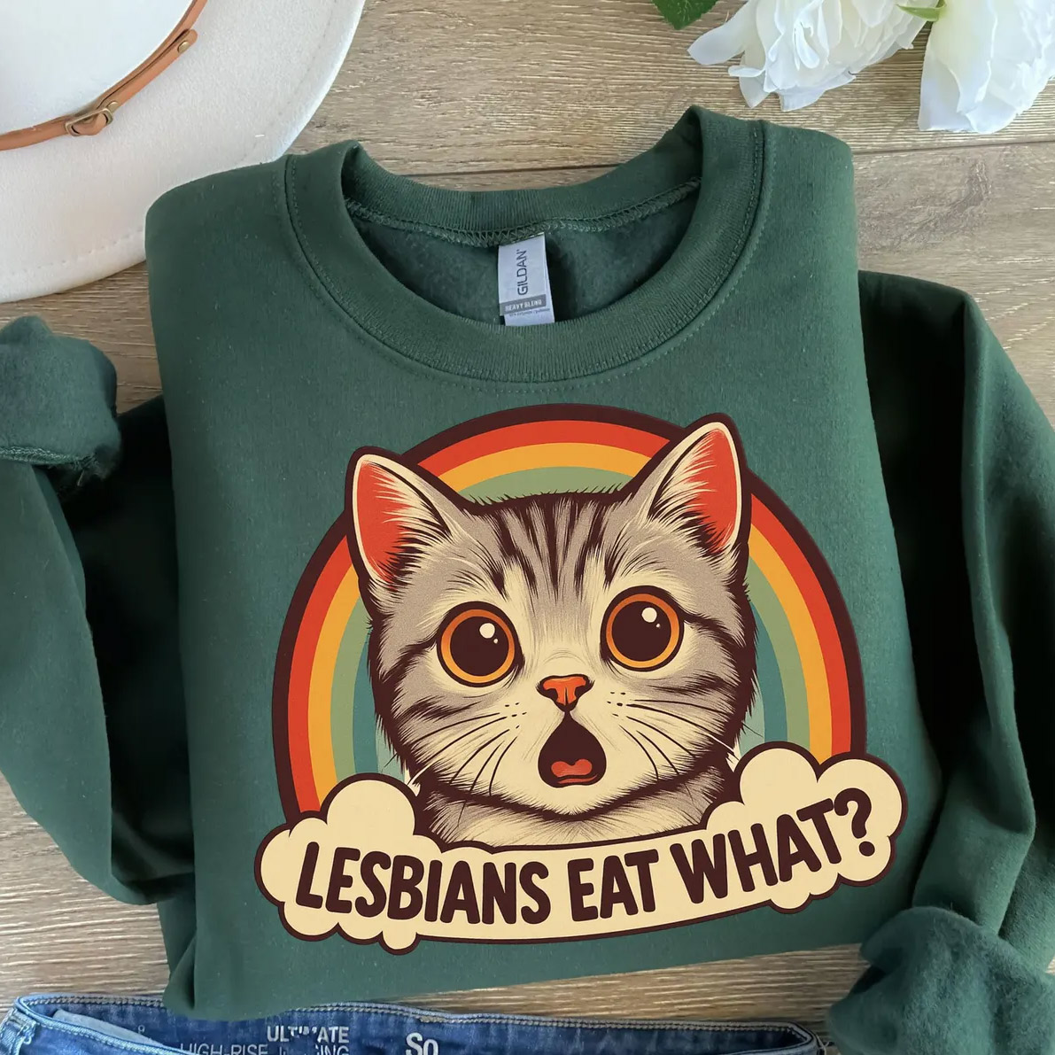 Lesbians Eat What Funny LGBTQ Cat Tee Lesbians Eat What Funny LGBTQ Cat Tee