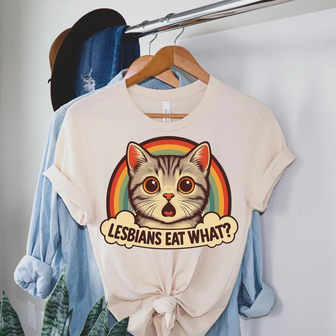 Lesbians Eat What Funny LGBTQ Cat Tee Lesbians Eat What Funny LGBTQ Cat Tee