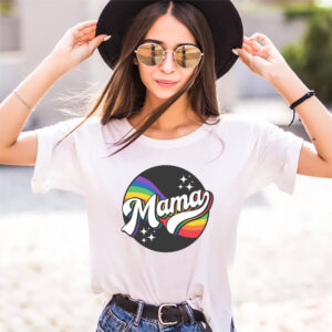 Mama LGBTQ+ Pride Retro T shirt 2