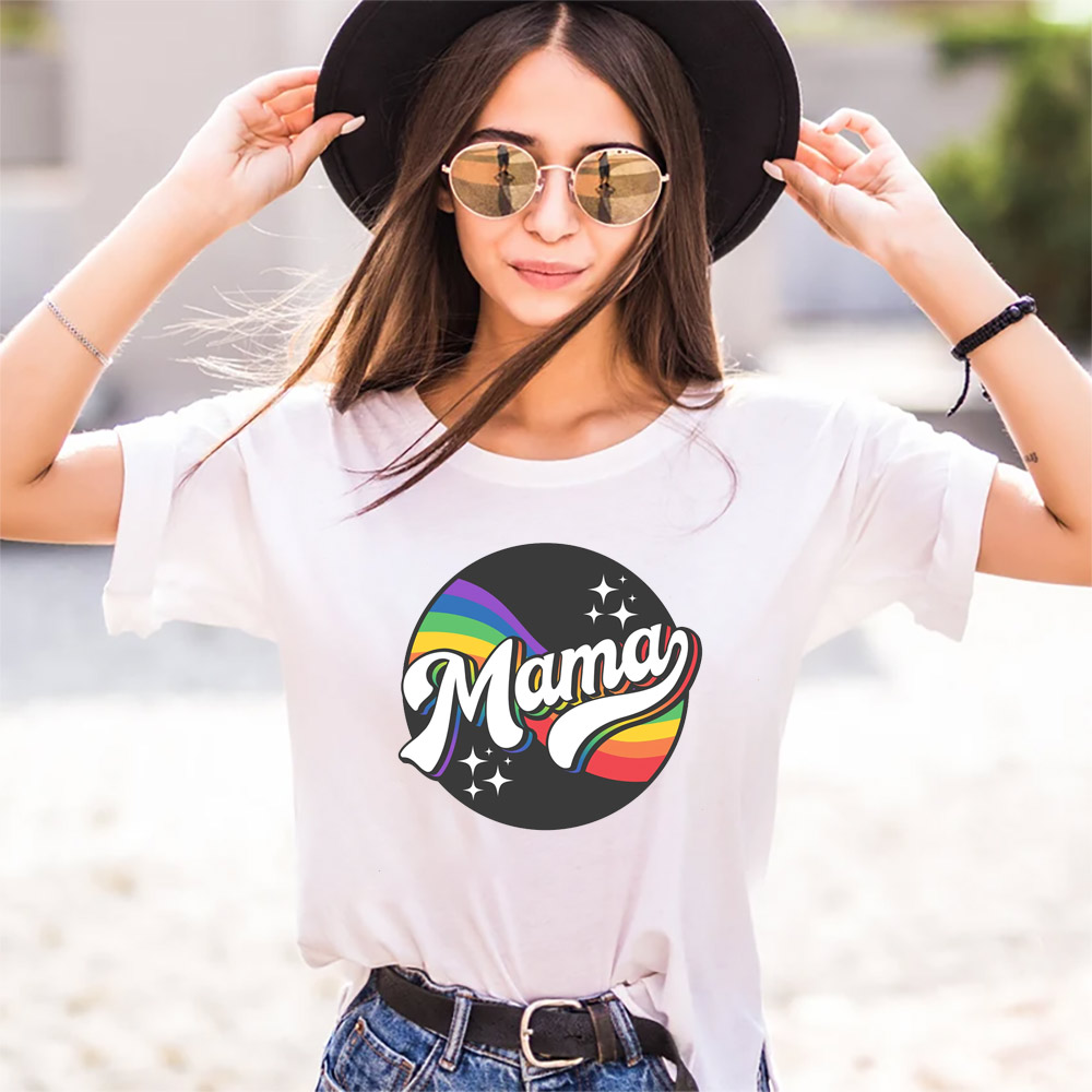 Mama LGBTQ+ Pride Retro T-shirt Mama LGBTQ+ Pride Retro T-shirt