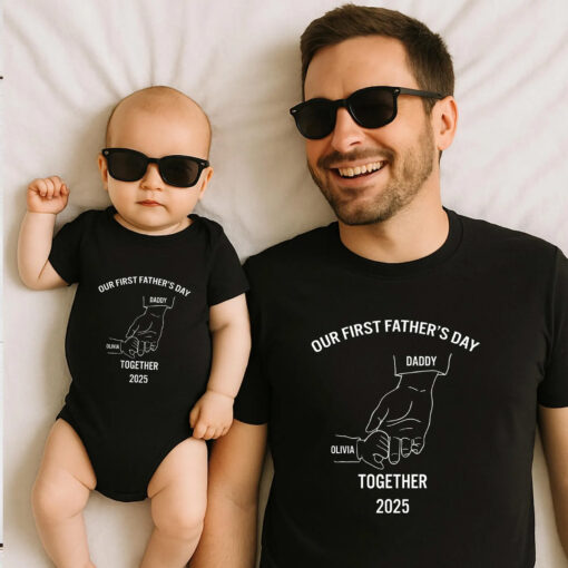 Personalized Name Our First Father's Day Together 2025 T shirt