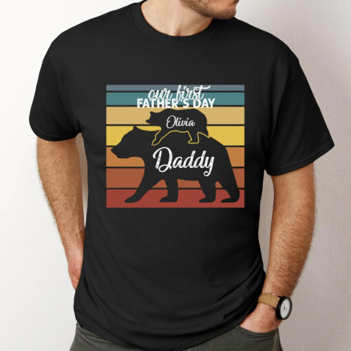 Personalized Our First Father's Day Daddy Bear Vintage T shirt 1