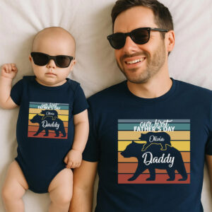 Personalized Our First Father's Day Daddy Bear Vintage T shirt 2