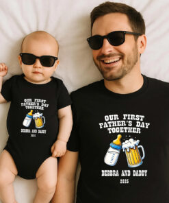 Personalized Out First Father's Day Together Baby and Dad T shirt 2