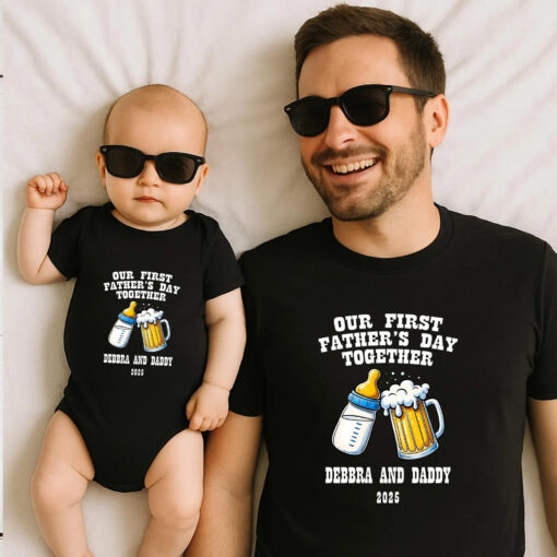 Personalized Out First Father's Day Together Baby and Dad T shirt 2