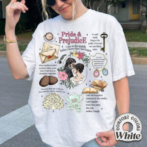 Pride and Prejudice Romance Quotes Vintage Comfort Colors T shirt 2