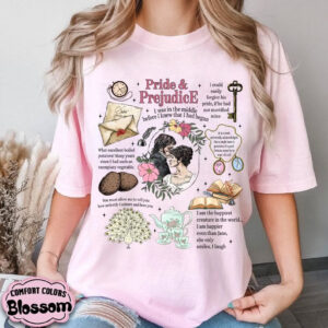 Pride and Prejudice Romance Quotes Vintage Comfort Colors T shirt 3