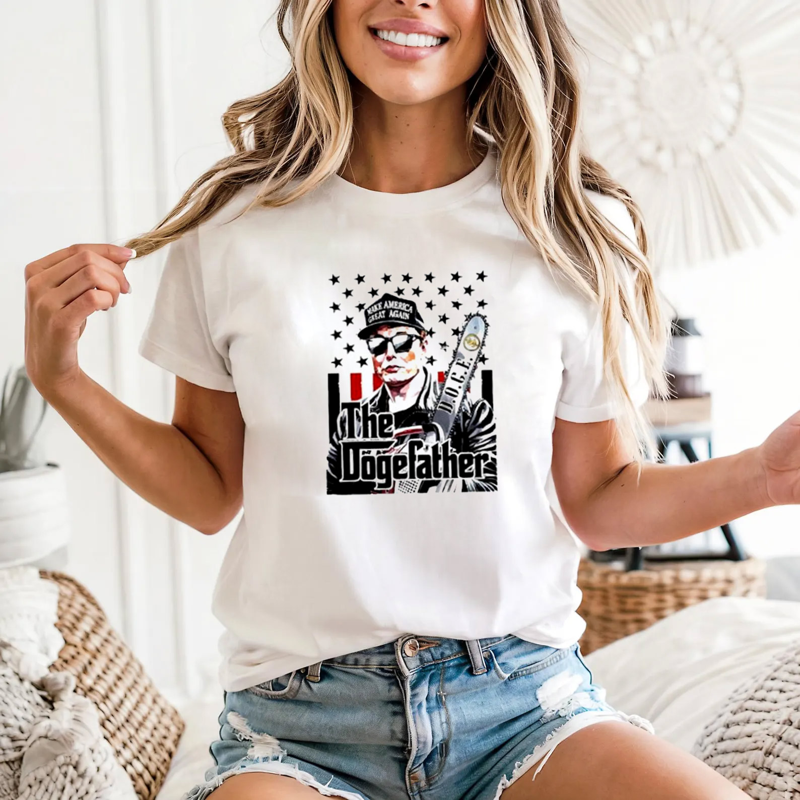 The Dogefather USA Elon Musk Chainsaw Funny T-shirt The Dogefather USA Elon Musk Chainsaw Funny T-shirt