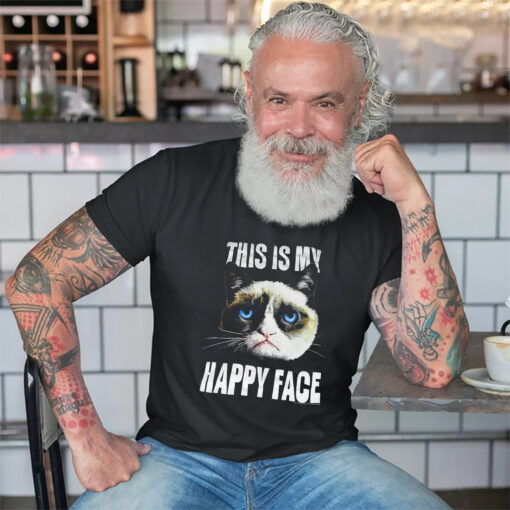 This Is My Happy Face Funny Grumpy Cat Face T shirt 3