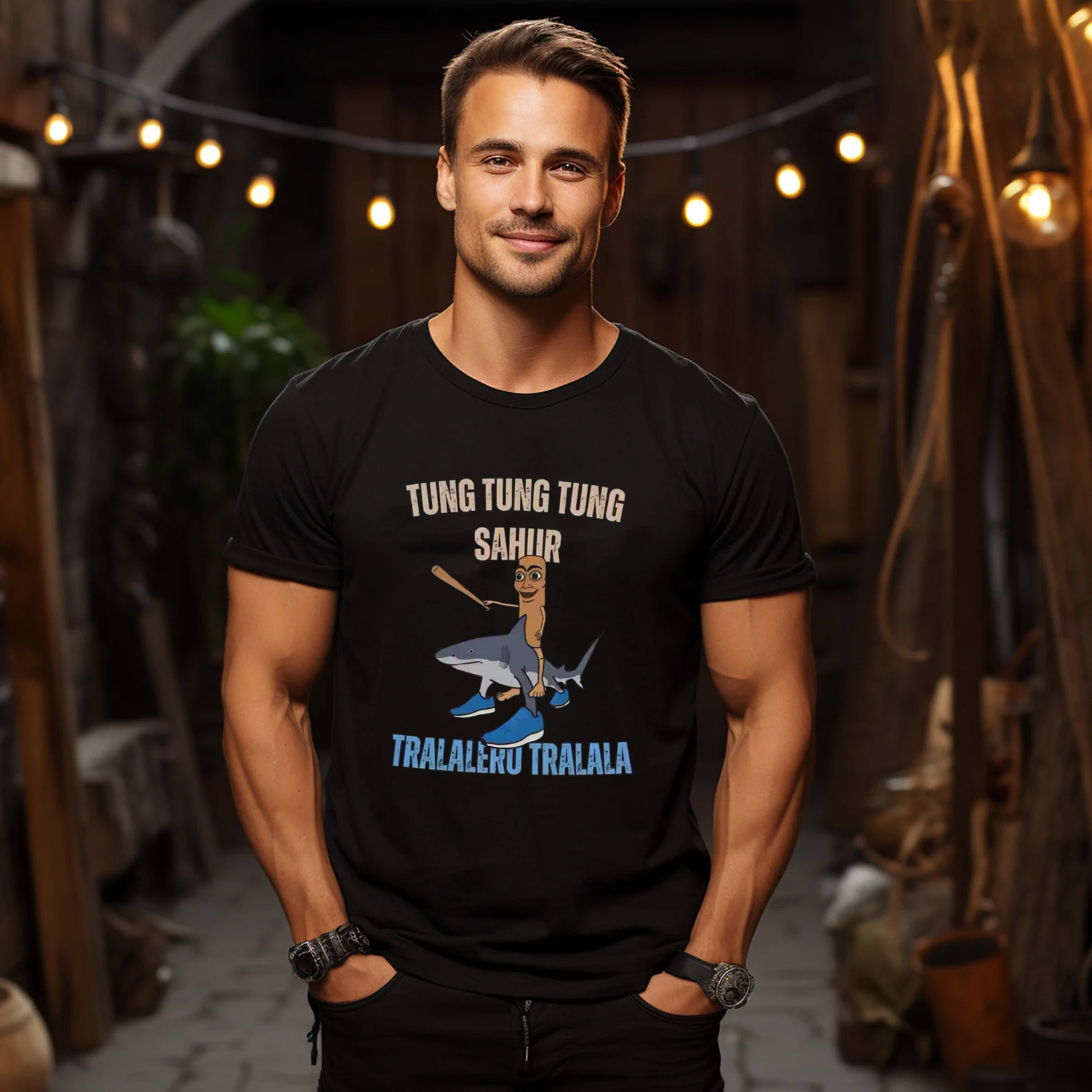 Tung Tung Tung Sahur X Tralalero Tralala Brainrot Meme T-shirt Tung Tung Tung Sahur X Tralalero Tralala Brainrot Meme T-shirt