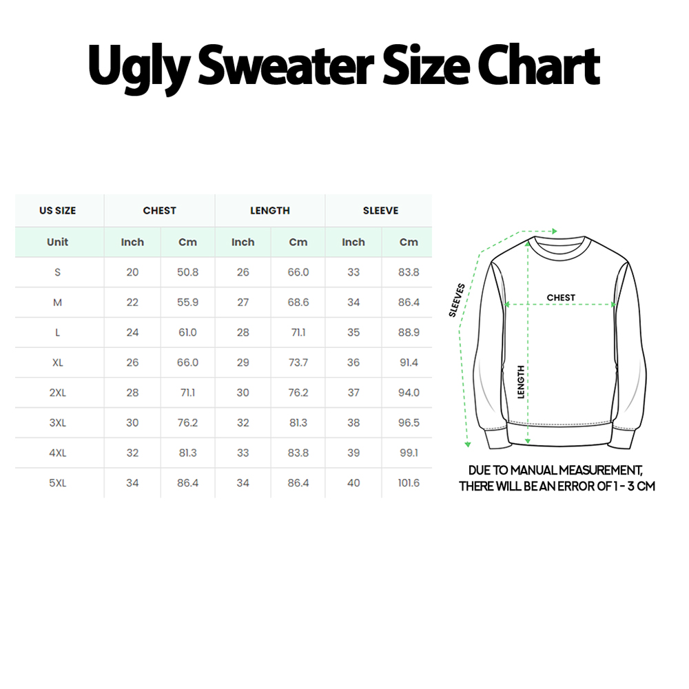 Ugly Sweater Size Chart