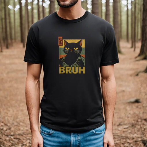 Vintage Grumpy Cat Bruh Meme Japanese Anime T shirt 3