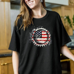 Womens American Flag Bottle Cap Shirt
