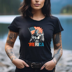 4th of July 'Merica Sasquatch Bigfoot T shirt 3