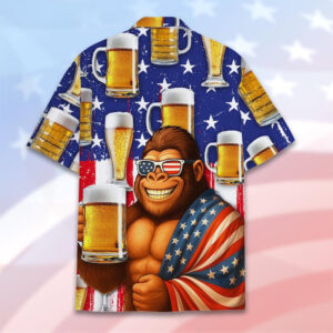 4th of July Sasquatch Bigfoot Beer Hawaiian Shirt 1