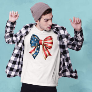 4th of July USA Flag Bow T shirt 3