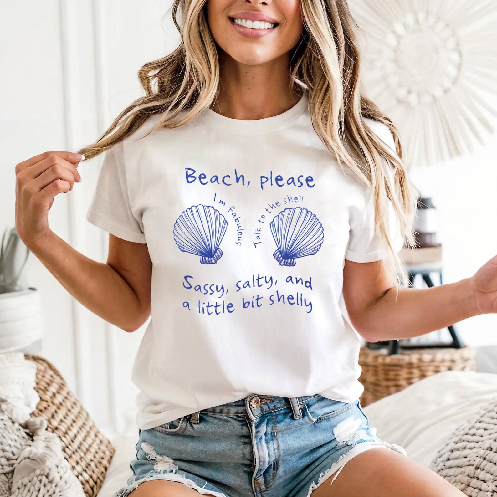 Beach Please Seashells Bikini Funny Summer Vibes T-shirt Beach Please Seashells Bikini Funny Summer Vibes T-shirt