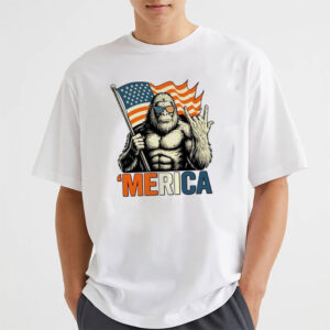 Bigfoot ‘Merica 4th Of July Funny Meme T shirt 3
