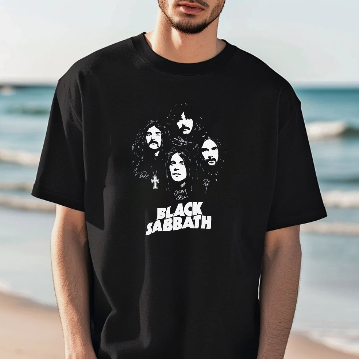 Black Sabbath Rock Band Signatures T-shirt Black Sabbath Rock Band Signatures T-shirt