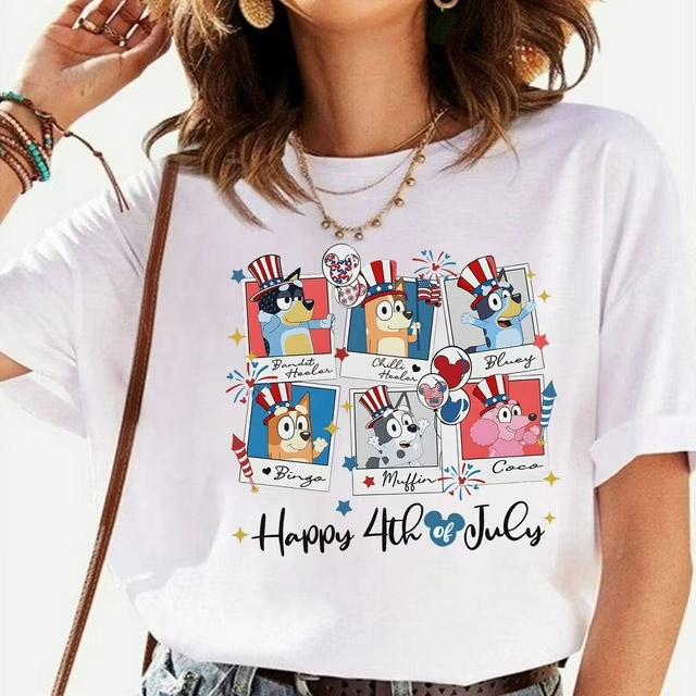 Bluey Happy 4th Of July Independence Day T-shirt Bluey Happy 4th Of July Independence Day T-shirt