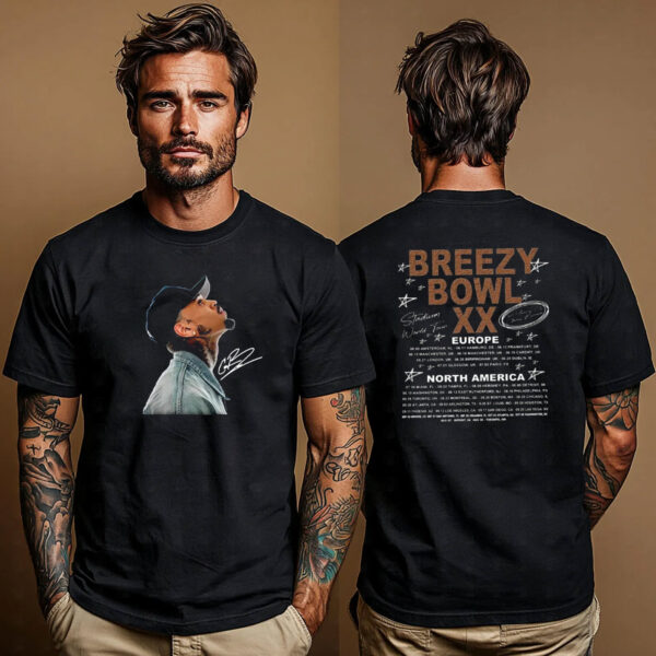 Breezy Bowl XX Tour Chris Brown Signature 2 sided T shirt