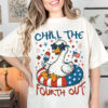 Chill The Fourth Out Funny Patriotic Goose T-shirt