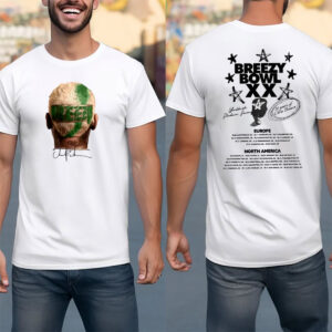 Chris Brown Tour Breezy Bowl XX Tour 20 Years 2 sided T shirt