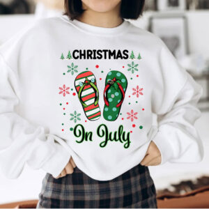 Christmas In July Sandals Funny Holiday T shirt 1