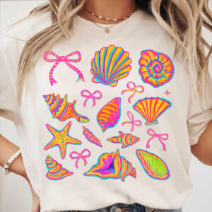 Coquette Seashell Colorful Beach Trip T shirt 2