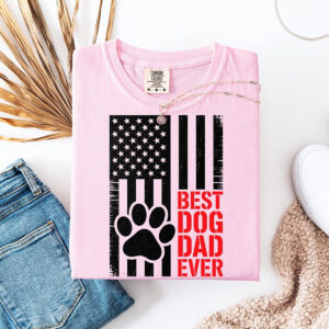 Custom Best Dog Dad Ever America Pet Lovers Comfort Colors T shirt 3