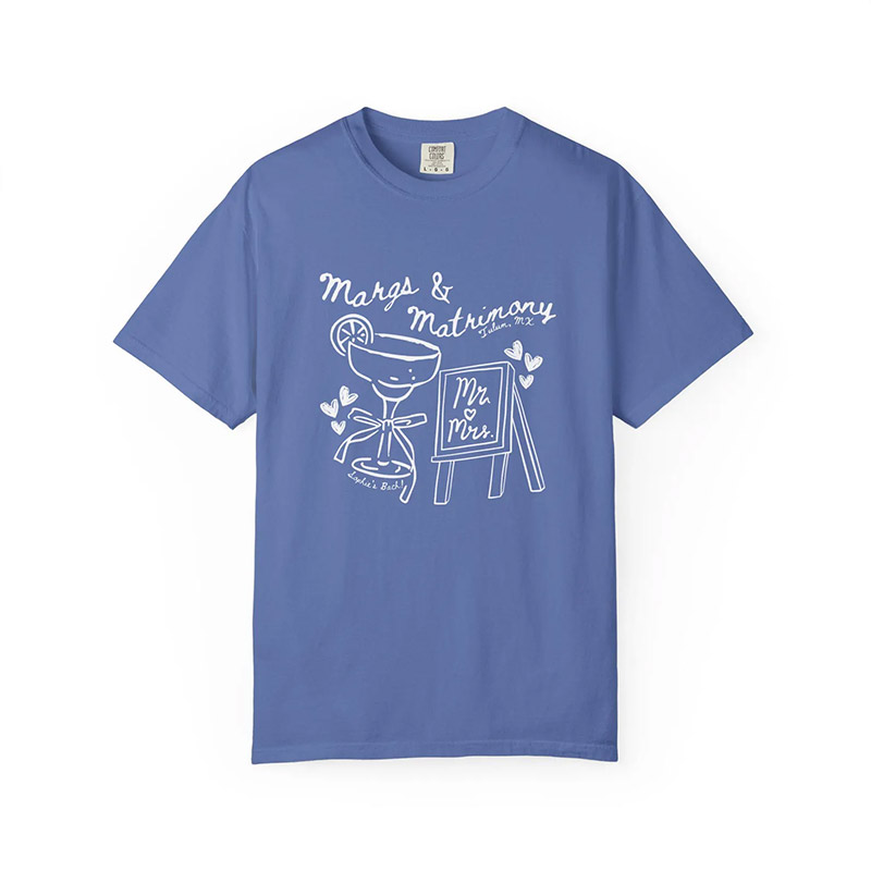 Custom Margs And Matrimony Bridal Party Comfort Colors T-shirt Custom Margs And Matrimony Bridal Party Comfort Colors T-shirt