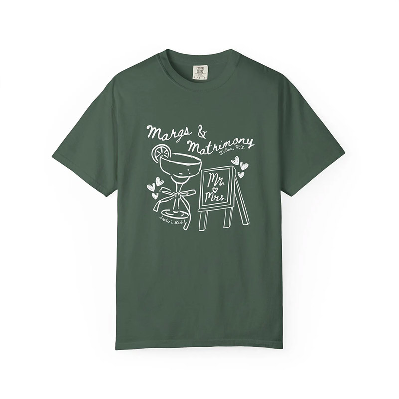 Custom Margs And Matrimony Bridal Party Comfort Colors T-shirt Custom Margs And Matrimony Bridal Party Comfort Colors T-shirt