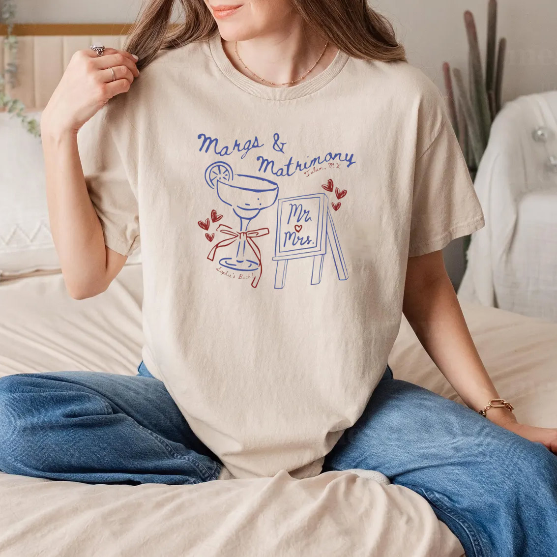 Custom Margs And Matrimony Bridal Party Comfort Colors T-shirt Custom Margs And Matrimony Bridal Party Comfort Colors T-shirt