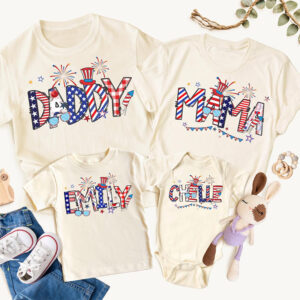 Custom Name 4th of July Patriotic Family Celebration T shirt 2