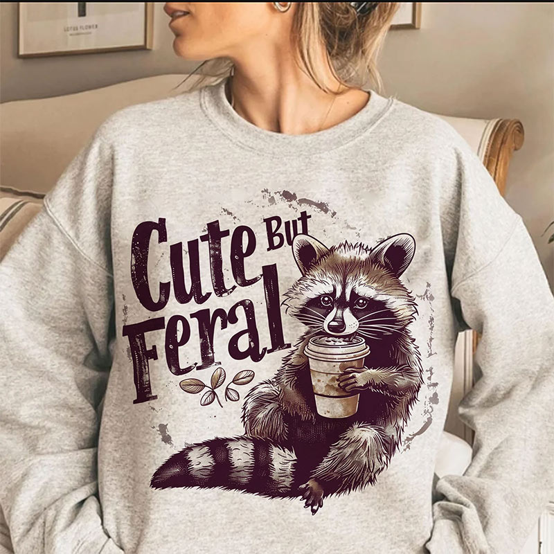 Cute But Feral Humor Sarcastic Raccoon Coffee T-shirt Cute But Feral Humor Sarcastic Raccoon Coffee T-shirt