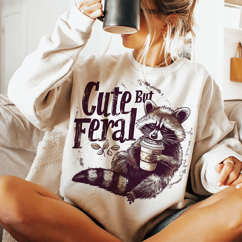 Cute But Feral Humor Sarcastic Raccoon Coffee T-shirt Cute But Feral Humor Sarcastic Raccoon Coffee T-shirt