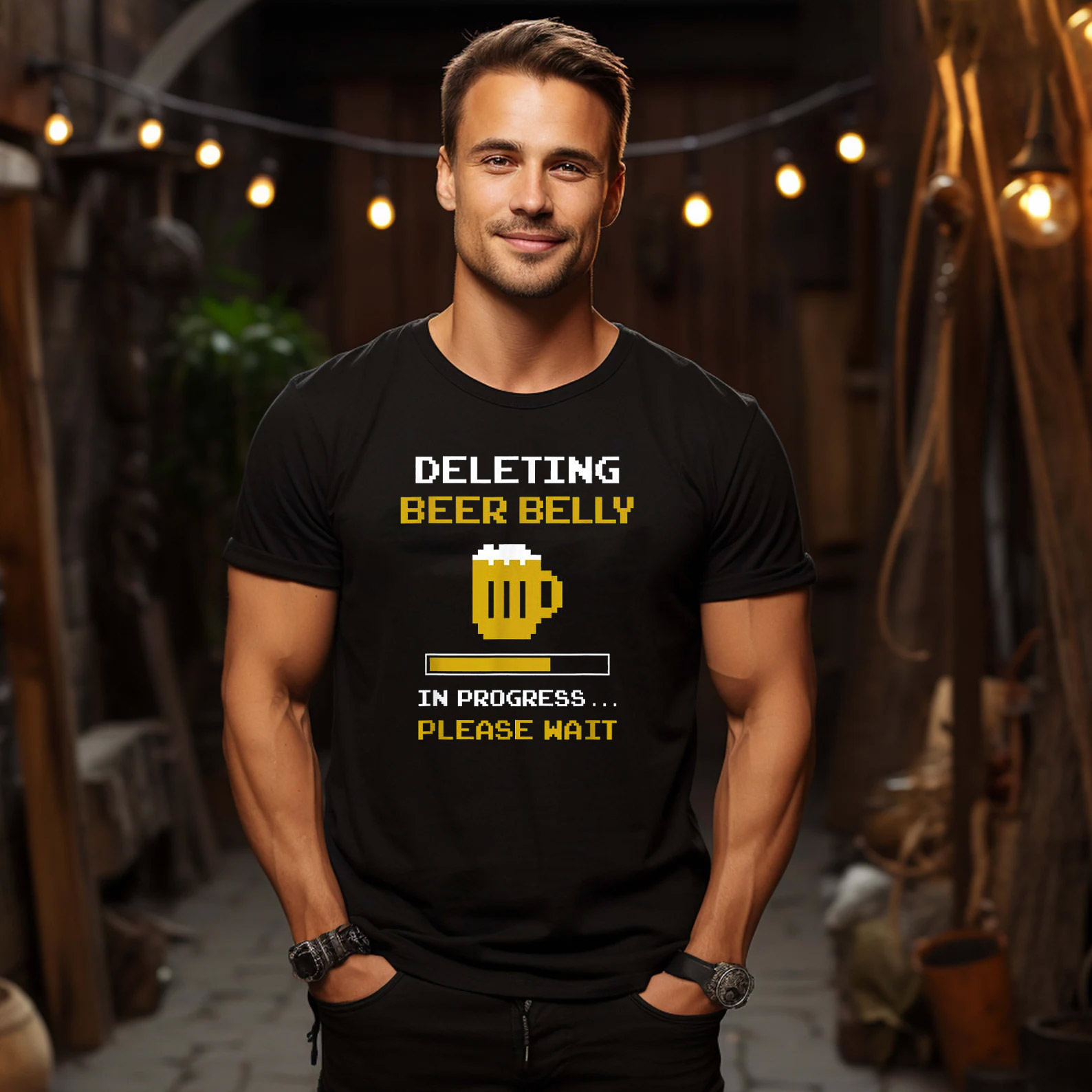 Deleting Beer Belly In Progress Funny T-shirt Deleting Beer Belly In Progress Funny T-shirt