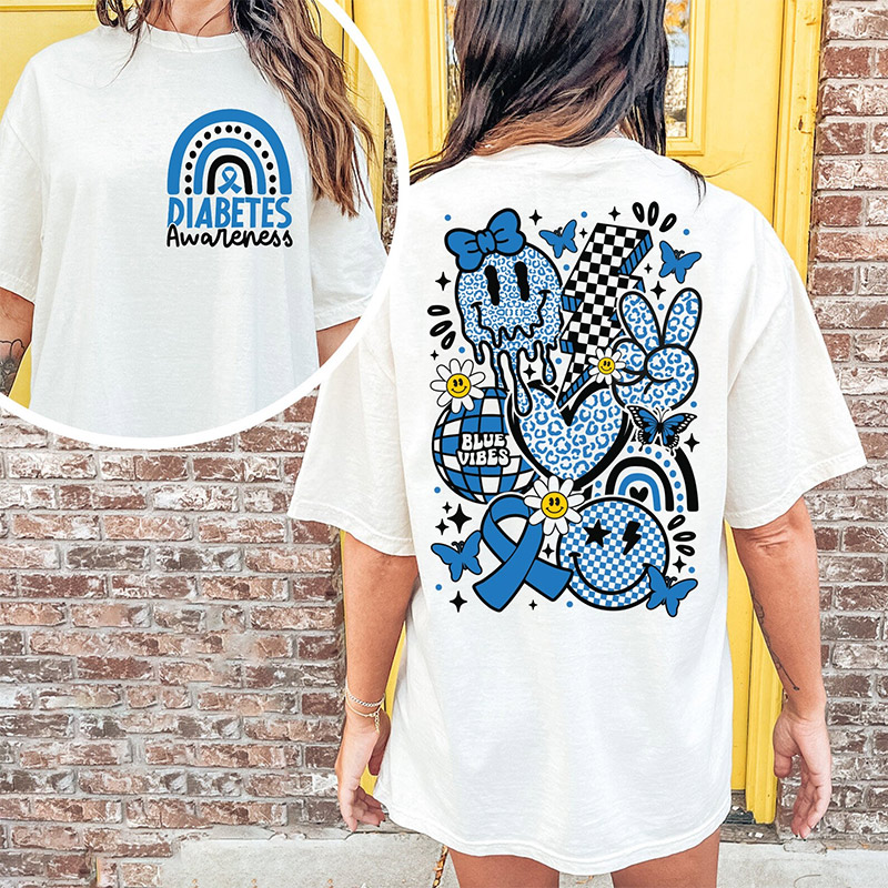 Diabetes Awareness November Wear Blue 2-sided T-shirt Diabetes Awareness November Wear Blue 2-sided T-shirt